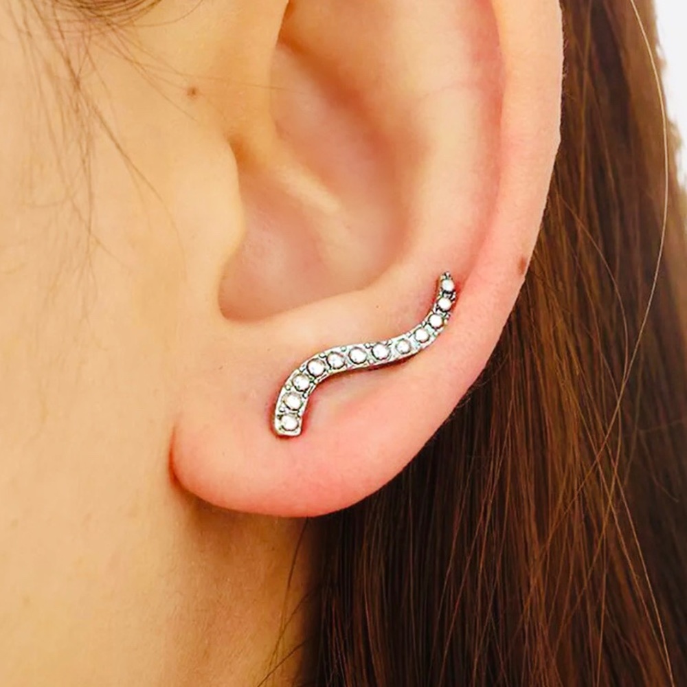 Silver climber earrings